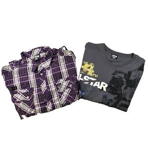 LOT OF 2 Men's 2XL Multicolor Mecca T Shirt/Button Up Y2K Hip Hop Streetwear